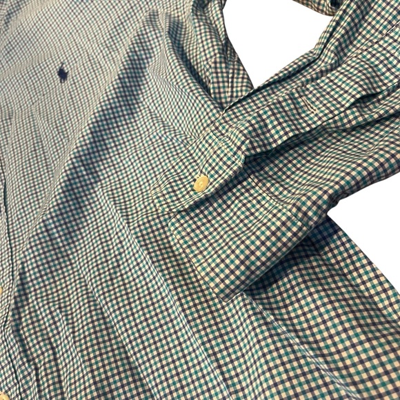 Ralph Lauren Men Large Blue Purple‎ Plaid Long Sleeve Shirt Oxford Button Front - Picture 3 of 7